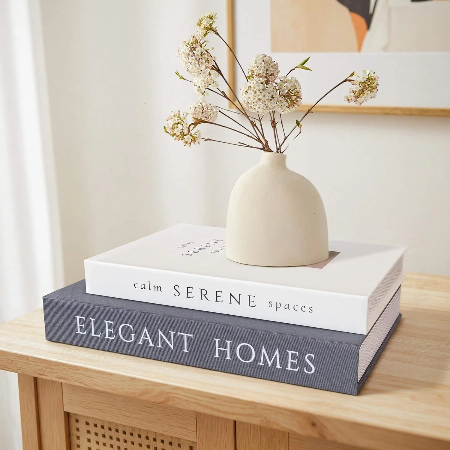 Serene Spaces decorative storage books, Black-beige: console display