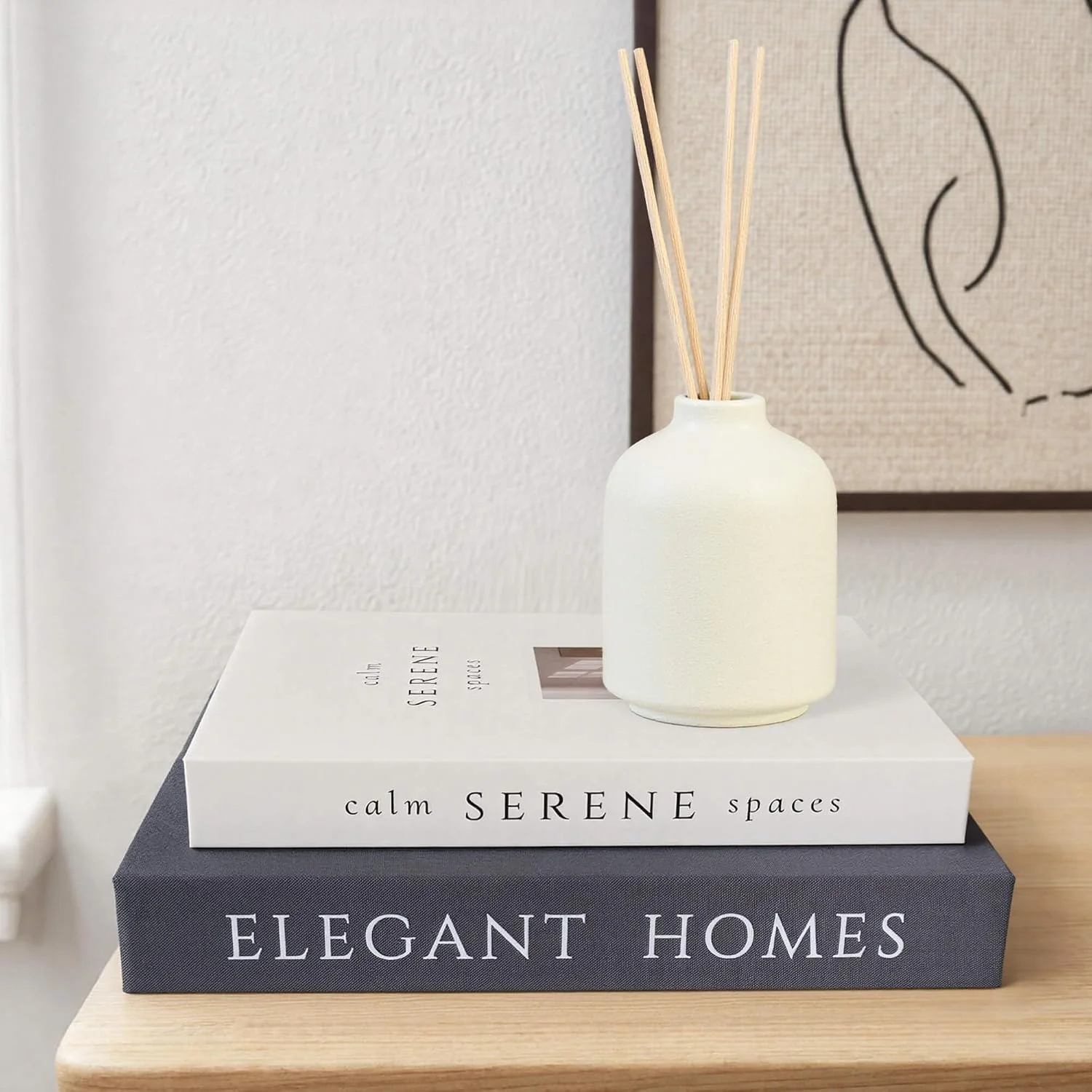 Serene Spaces decorative storage books, Black-beige: side-table display