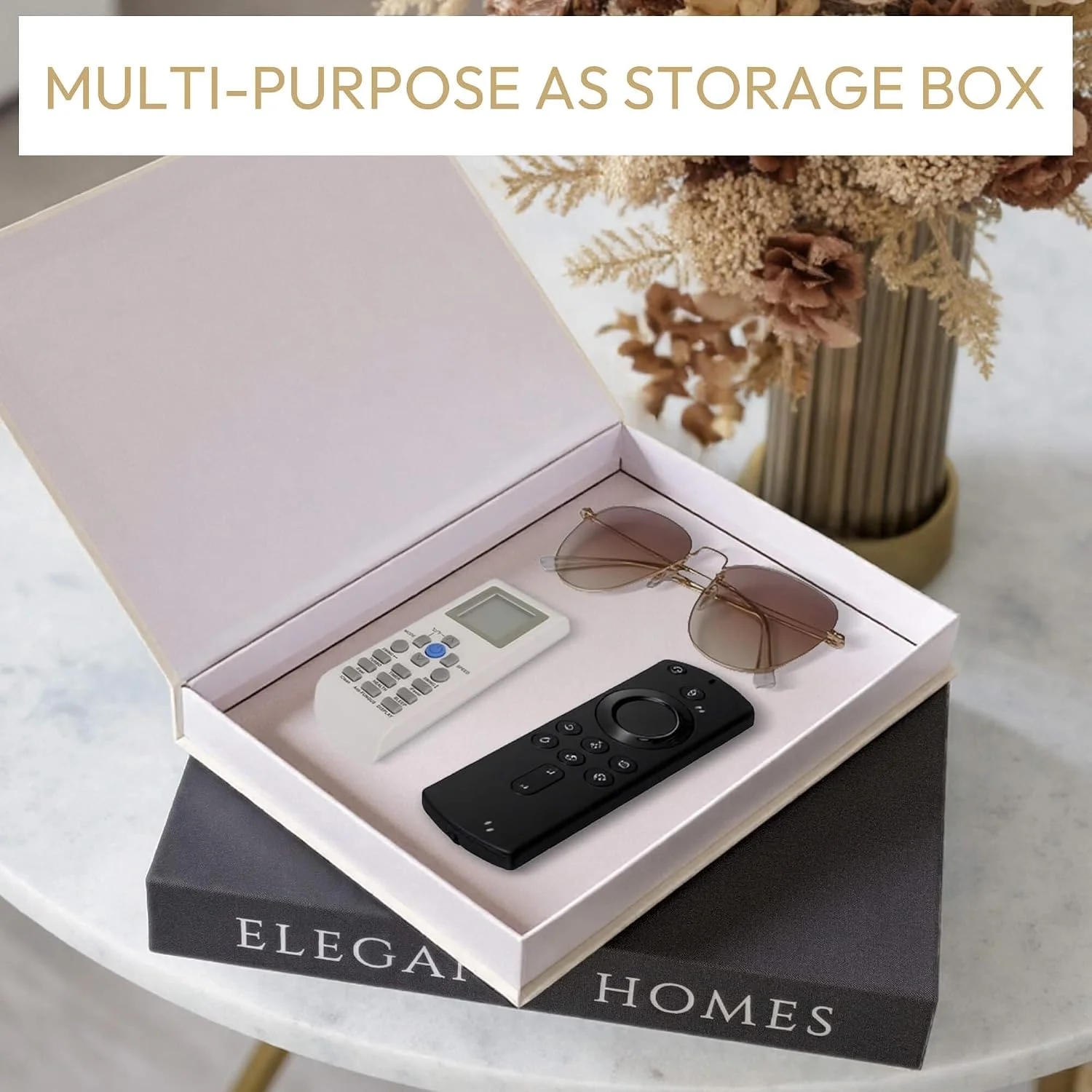Serene Spaces decorative storage books, Black-beige: open box holding small items