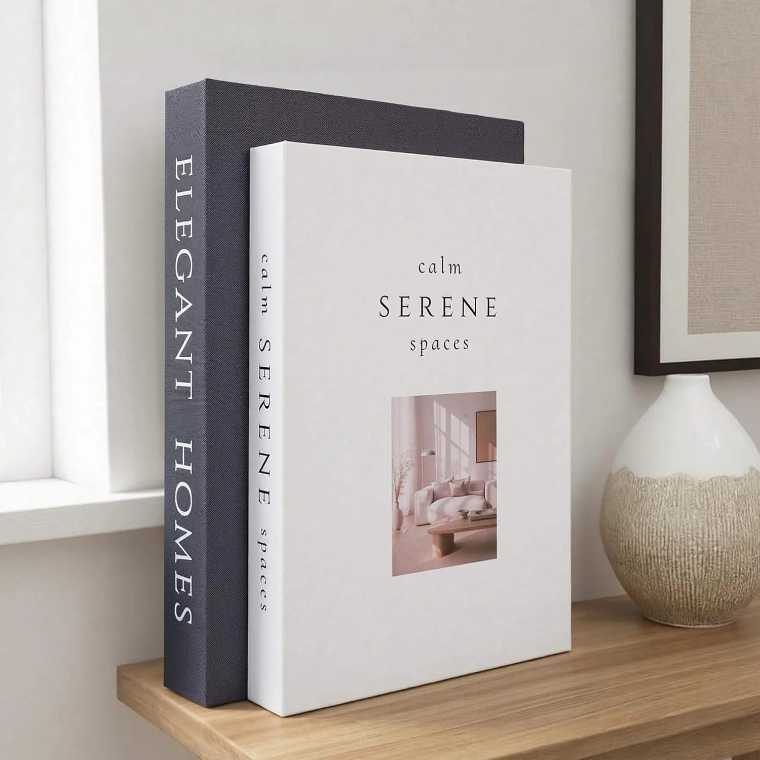 Serene Spaces decorative storage books, Black-beige: upright book covers