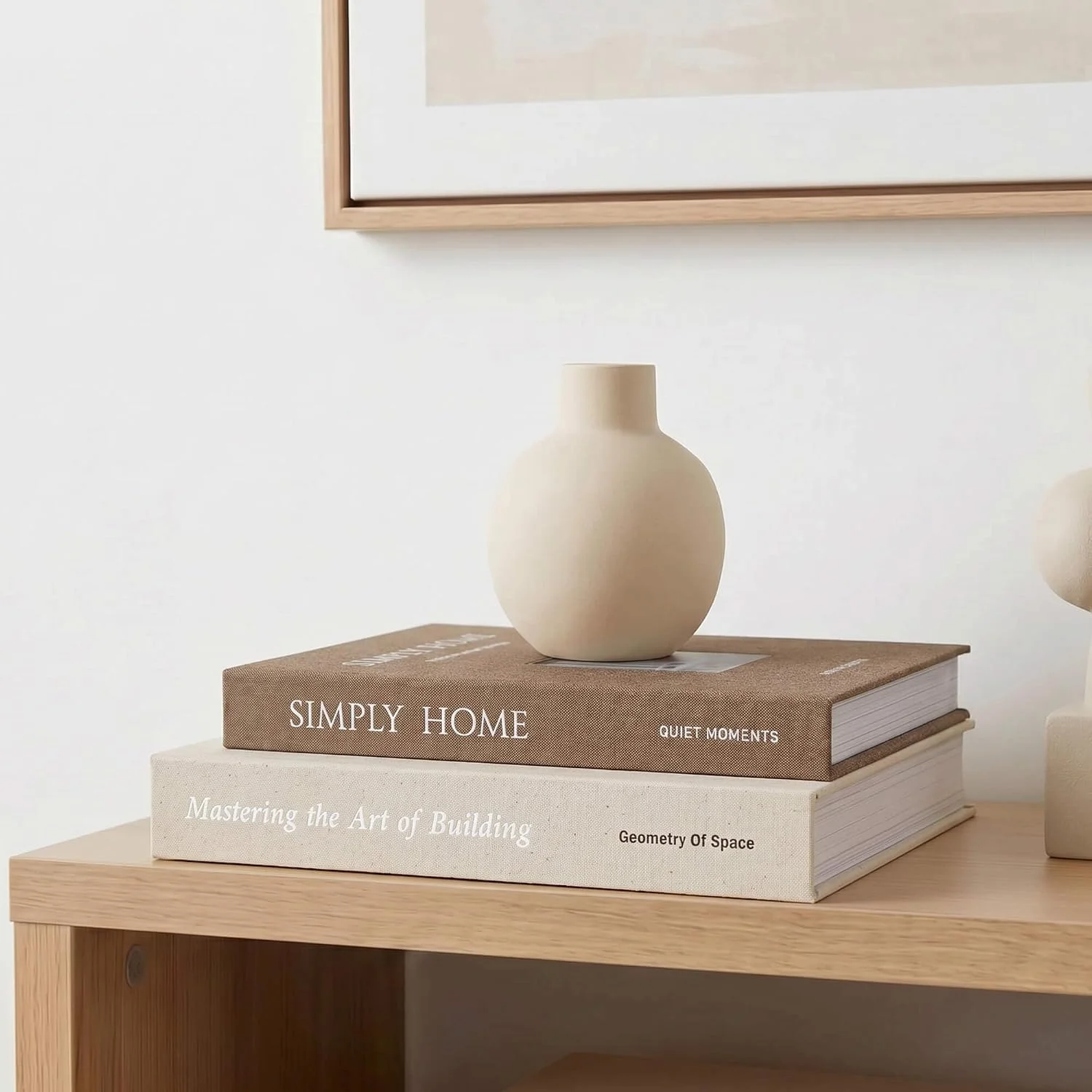 Simply Home linen storage books, beige, brown: console display